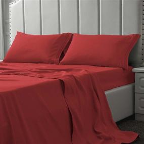 img 3 attached to 🛏️ WENERSI Queen Bed Sheets Set - Deep Pocket Fitted Sheet, Brushed Microfiber 1800 Thread Count - Super Soft Hypoallergenic Fabric - Stain Resistant, Breathable - 4 Piece Queen Size Bedding (Burgundy)