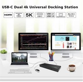 img 2 attached to 🖥️ WAVLINK USB C Док-станция - Одиночный 5K / Двойной 4K @60 Гц Видео Выходы - Док-станция для ноутбука с гигабитным Ethernet - Совместимость с Windows и Mac OS (2X DP, 2xHDMI, 6xUSB 3.0 портов)