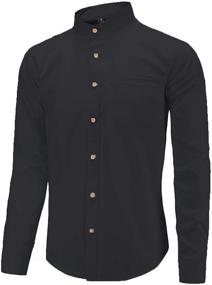 img 4 attached to Dioufond Banded Collar Shirts: An Exquisite Mandarin Style for Men's Clothing