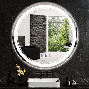 img 4 attached to 💡 24-Inch LED Round Vanity Mirror with 3 Color Temperature Lights for Wall-Mounted Bathroom Makeup - Anti-Fog Circle Vanity Lighted Mirror - Smart LED Bathroom Wall Mirror