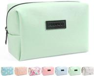 💚 compact green makeup bag for purse: maange travel cosmetic bag in portable pu leather - versatile zipper pouch for women logo