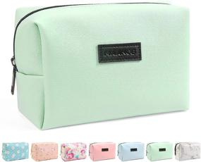 img 4 attached to 💚 Compact Green Makeup Bag for Purse: MAANGE Travel Cosmetic Bag in Portable PU Leather - Versatile Zipper Pouch for Women