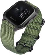 vicrior garmin venu sq music replacement watch band - premium green nylon strap for squared style logo