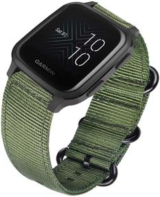 img 4 attached to ViCRiOR Garmin Venu SQ Music Replacement Watch Band - Premium Green Nylon Strap for Squared Style