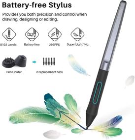 img 2 attached to 🖌️ HUION Inspiroy H640P: Battery-Free Stylus, 8192 Pressure Sensitivity, Android Support - A Graphics Drawing Tablet
