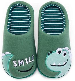 img 3 attached to 🦕 Cute Dinosaur Kids Toddler Slippers Boys Girls - Comfy Memory Foam House Slippers for Winter Warmth Indoor Home Shoes