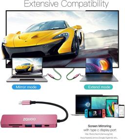 img 1 attached to 7-in-1 USB C Hub - HDMI Multiport Adapter for USB C Laptops, Nintendo, and Type C Devices (4K HDMI, USB 3.0, SD/TF Card Reader, 100W PD) - Pink