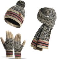 knitted beanie gloves winter thickened logo