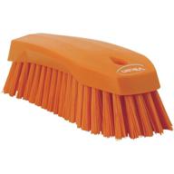 🟠 vikan 38907 stiff scrub brush: 8-inch, orange with polypropylene and polyester bristles logo