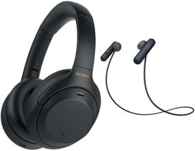 img 4 attached to Sony WH-1000XM4 and WI-SP500 Wireless Headphones Bundle: Noise 🎧 Canceling Over-Ear & Sports In-Ear (Black) - 2 Items Set