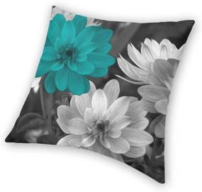 img 3 attached to KILOWR Teal Grey Floral Throw Pillow Covers - 18x18 Inch Decorative Pillow Case for Couch, Bed, Car, Home Décor