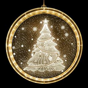 img 4 attached to Christmas Window Lights Decorations Large-Battery Operated Led Christmas Light For Windows Outdoor Indoor Decorations Hanging 3D Lights For Wall Pathway Patio Bedroom Decor Warm White(Christmas Tree)