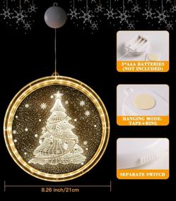 img 2 attached to Christmas Window Lights Decorations Large-Battery Operated Led Christmas Light For Windows Outdoor Indoor Decorations Hanging 3D Lights For Wall Pathway Patio Bedroom Decor Warm White(Christmas Tree)