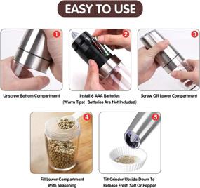 img 3 attached to 🧂 IEBIYO Electric Gravity Salt and Pepper Grinder Set - Battery-Operated Pepper and Salt Mill Grinder with Adjustable Ceramic Coarseness for Grinding Pepper, Himalayan Salt, and Spices