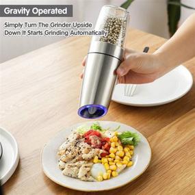 img 2 attached to 🧂 IEBIYO Electric Gravity Salt and Pepper Grinder Set - Battery-Operated Pepper and Salt Mill Grinder with Adjustable Ceramic Coarseness for Grinding Pepper, Himalayan Salt, and Spices