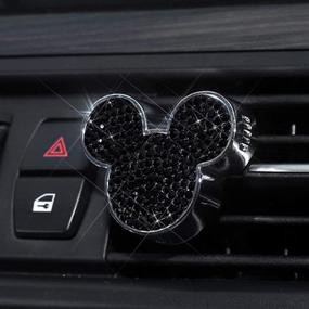 img 1 attached to 💎 Enhance Your Car's Aura with 2-pack Crystal Bling Sparking Mickey Mouse Car Diffuser Air Freshener - Black