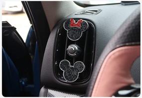 img 2 attached to 💎 Enhance Your Car's Aura with 2-pack Crystal Bling Sparking Mickey Mouse Car Diffuser Air Freshener - Black