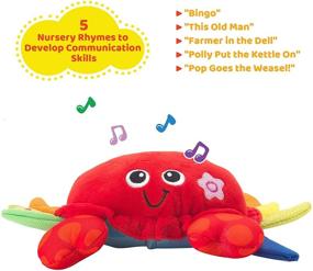 img 1 attached to 🦀 Милый плюшевый краб KiddoLab - музыкальная игрушка для ползания с сенсорной кнопкой, 5 детских песен и забавными звуками - электронная плюшевая игрушка для малышей, грудничков и детей от 3 месяцев.