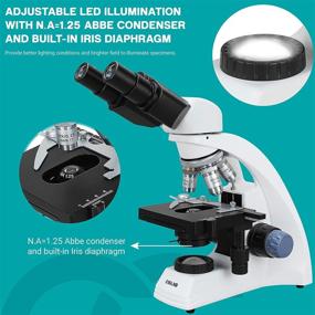 img 2 attached to 🔬 ESSLNB 40X-2000X Biological Compound Microscope with Phone Adaptor and Slides, N.A = 1.25 Abbe Condenser, LED Lab Microscopes with X-Y Mechanical Stage – Ideal for Adults and Students