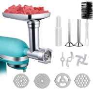 🍽️ metal meat food processor grinder attachment with sausage stuffer tubes, grinding blades, and plates for kitchen aid stand mixer – perfect for sausages and meat sauce making logo