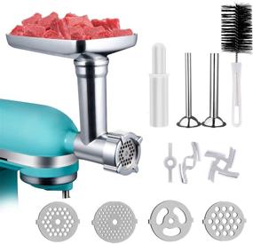 img 4 attached to 🍽️ Metal Meat Food Processor Grinder Attachment with Sausage Stuffer Tubes, Grinding Blades, and Plates for Kitchen Aid Stand Mixer – Perfect for Sausages and Meat Sauce Making