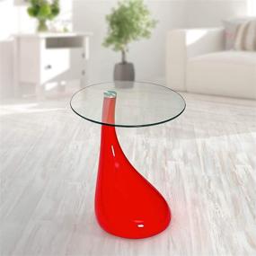 img 1 attached to 🔴 Red Tear Drop Side Table with Round Glass Top - Fab Glass and Mirror, 18" L x 18" W