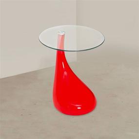 img 2 attached to 🔴 Red Tear Drop Side Table with Round Glass Top - Fab Glass and Mirror, 18" L x 18" W