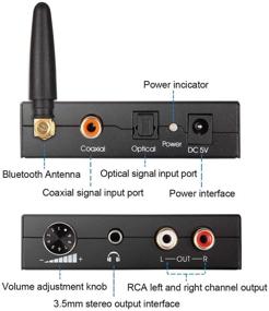 img 2 attached to edola Bluetooth Цифро-аналоговый аудио конвертер с 192Khz/24bit ЦАПом для коаксиального Toslink до аналогового стерео L/R RCA 3.5 мм аудио адаптера, включая 5.0 Bluetooth приемник и регулировку громкости