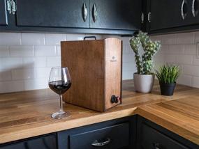 img 1 attached to 🍷 Winewood Boxed Wine Cover - Accommodates 5L and 3L Boxed Wine - Wooden Holder, Dispenser, and Case with Walnut Stain