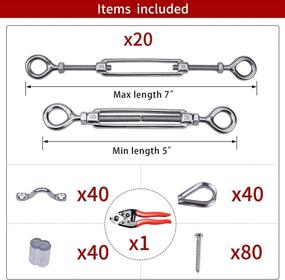 img 3 attached to 🔧 Muzata 20Set 1/8" Cable Railing Kit: Heavy-Duty Turnbuckle M5 Eye to Eye for Wood Post, Stainless Steel, Adjustable Angle - Ideal for WoodLoft System, Deck, Stairs - 20 Cable Lines CK01, CA4, CA5