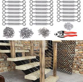 img 4 attached to 🔧 Muzata 20Set 1/8" Cable Railing Kit: Heavy-Duty Turnbuckle M5 Eye to Eye for Wood Post, Stainless Steel, Adjustable Angle - Ideal for WoodLoft System, Deck, Stairs - 20 Cable Lines CK01, CA4, CA5