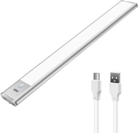 img 3 attached to 💡 15" Under Cabinet Light: Daylight White, Wireless Rechargeable Closet Light with 80 LEDs, Motion Sensor & Magnetic Stick-on Function - Ideal for Under Counter, Wardrobe, Kitchen, Hallway, Stairs, Bedroom