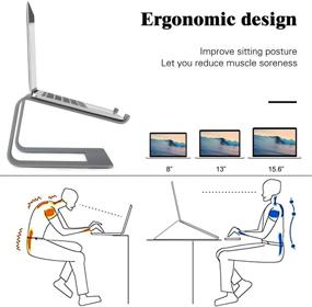 img 1 attached to NICEAO Laptop Stand - Aluminum Notebook Stand for Desk, Ergonomic Computer Holder 💻 - Laptop Riser Compatible with MacBook Air Pro/Lenovo/Dell/HP/More 10-16 Inch PC Notebook - Grey