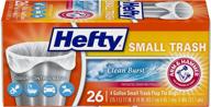 🗑️ hefty flap tie small trash bags - clean burst, 4 gallon, 312 total, 26 count (pack of 12): convenient and reliable waste disposal solution! logo
