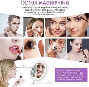img 1 attached to 🔍 deweisn Magnifying Mirror 10X/1X: Adjustable Folding Handle, Tabletop Cosmetic Mirror with Lights - Ideal for Makeup, Travel, Tweezing, Blackhead, and Comedone Removal – Available in 3 Colors Light