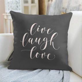 img 3 attached to Emvency Grey Laugh Live Love Throw Pillow Cover - Elegant Decorative Pillowcase for Home Décor - Square 18 x 18 Inch