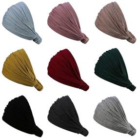 img 4 attached to 👱 9-Pack Stretchy Headbands for Women and Girls - Turban Headwraps, Hair Accessories - Elastic Bohemian Boho Yoga Wraps