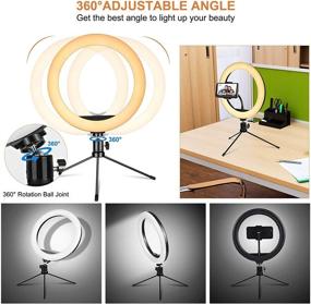 img 1 attached to 💍 PEHESHE 10" Ring Selfie LED Light with Tripod Stand, Phone Holder, and Remote – Mini Dimmable Circle Light for Live Streaming, TikTok, YouTube, Makeup, Photography, and Video – 3 Light Modes, 10 Brightness Levels