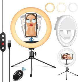 img 4 attached to 💍 PEHESHE 10" Ring Selfie LED Light with Tripod Stand, Phone Holder, and Remote – Mini Dimmable Circle Light for Live Streaming, TikTok, YouTube, Makeup, Photography, and Video – 3 Light Modes, 10 Brightness Levels