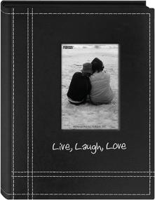 img 4 attached to 📷 Pioneer LLL46 'Live Laugh Love' Mini Photo Album in Black - Embroidered Frame Cover, Sewn Leatherette Design