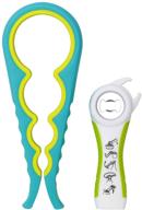 🔧 szxc multi function good grip opener kitchen tool - 2 pack - 4-in-1 twist off jar bottle opener & 5-in-1 bottle can opener - ideal for weak, elderly, arthritis hands (blue green) logo