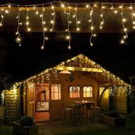 icicle string lights 200 leds: waterproof indoor/outdoor christmas decor - 16.4ft connectable, perfect for wedding birthday party backdrops and gazebo decorations - warm white логотип