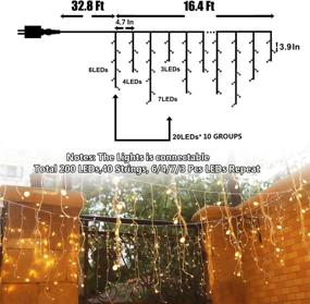 img 2 attached to Icicle String Lights 200 LEDs: Waterproof Indoor/Outdoor Christmas Decor - 16.4ft Connectable, Perfect for Wedding Birthday Party Backdrops and Gazebo Decorations - Warm White