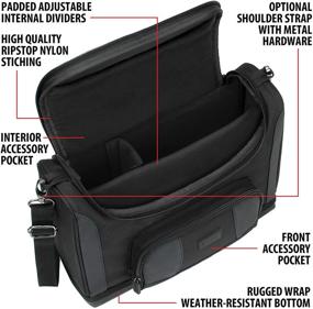 img 1 attached to 🎥 Black Portable Projector Bag with Accessory Storage - Compatible with Small LED Projectors from Vankyo, DR. J, Apeman, GooDee, DBPOWER, CiBest - USA GEAR Mini Projector Case S7 Pro
