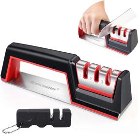 img 4 attached to 🔪 Professional 3-Stage Kitchen Knife Sharpener Tool - Effortlessly Restore, Polish, and Hone Blades - Includes Bonus Mini Outdoor Pocket Sharpener