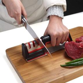 img 3 attached to 🔪 Professional 3-Stage Kitchen Knife Sharpener Tool - Effortlessly Restore, Polish, and Hone Blades - Includes Bonus Mini Outdoor Pocket Sharpener