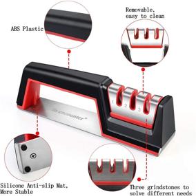 img 1 attached to 🔪 Professional 3-Stage Kitchen Knife Sharpener Tool - Effortlessly Restore, Polish, and Hone Blades - Includes Bonus Mini Outdoor Pocket Sharpener