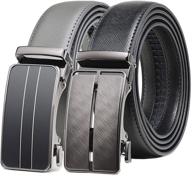 👔 premium leather ratchet click buckle belts: adjustable men's accessories for style and comfort logo