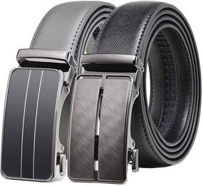 img 4 attached to 👔 Premium Leather Ratchet Click Buckle Belts: Adjustable Men's Accessories for Style and Comfort