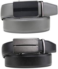 img 3 attached to 👔 Premium Leather Ratchet Click Buckle Belts: Adjustable Men's Accessories for Style and Comfort